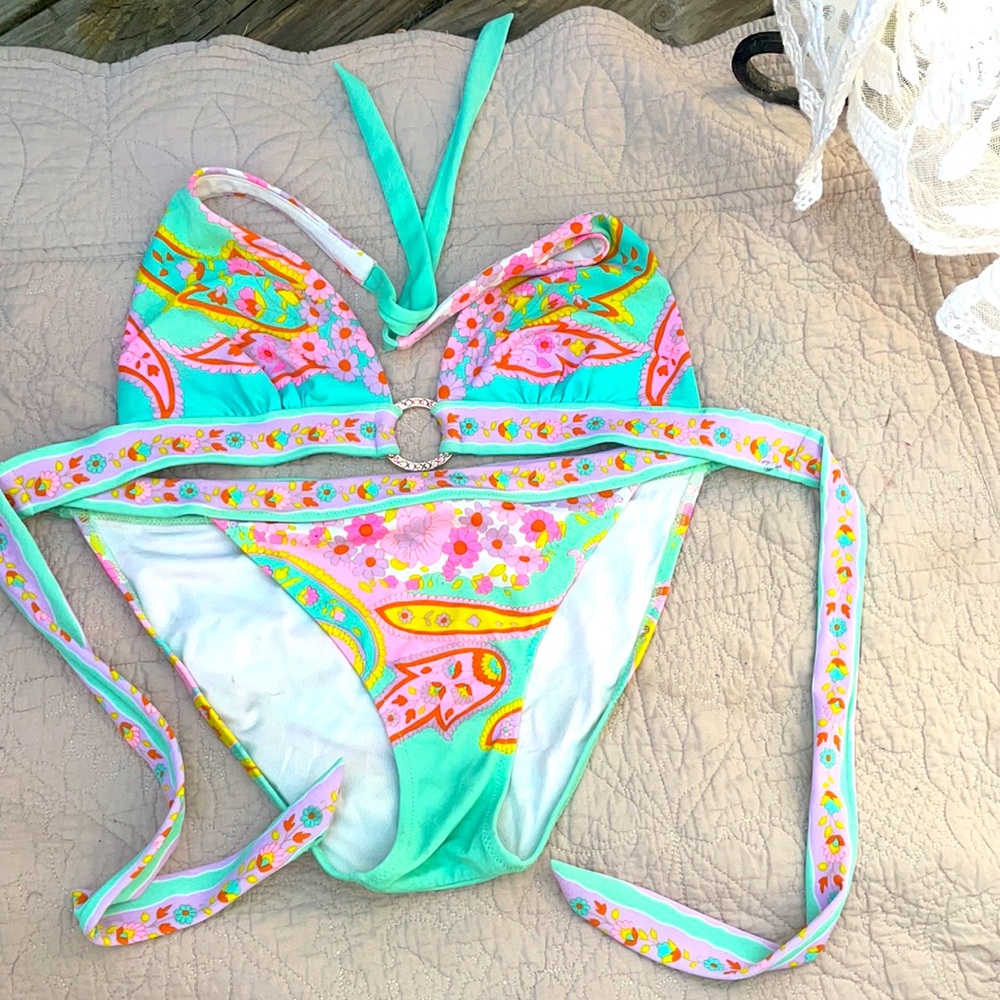 Victoria secret bathing suit size medium bottom and I think the top is also med